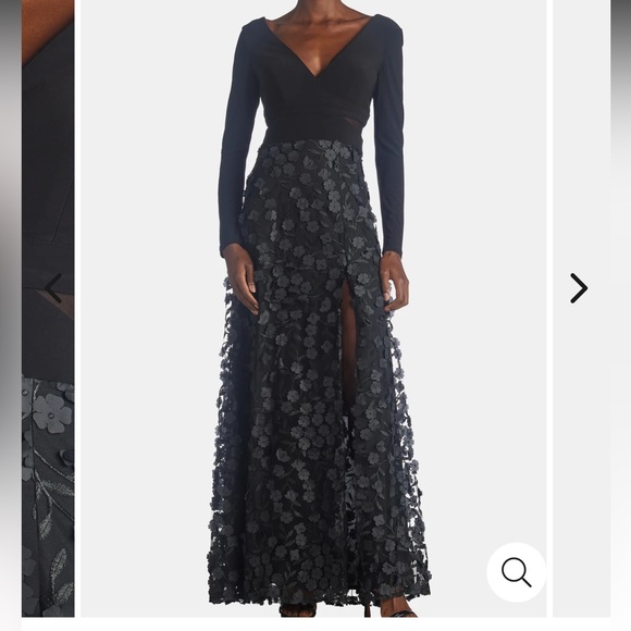 Xscape 3D Bloom Long Sleeve Gown - Picture 4 of 6